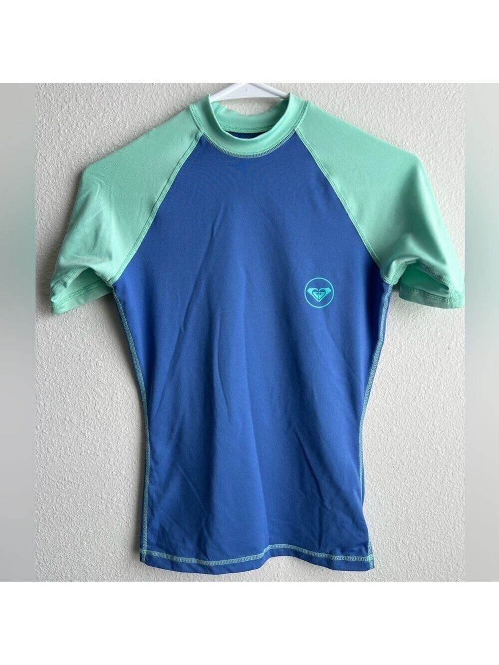 Roxy Girls’s Blue & Mint Short Sleeve Swim Rash Guard